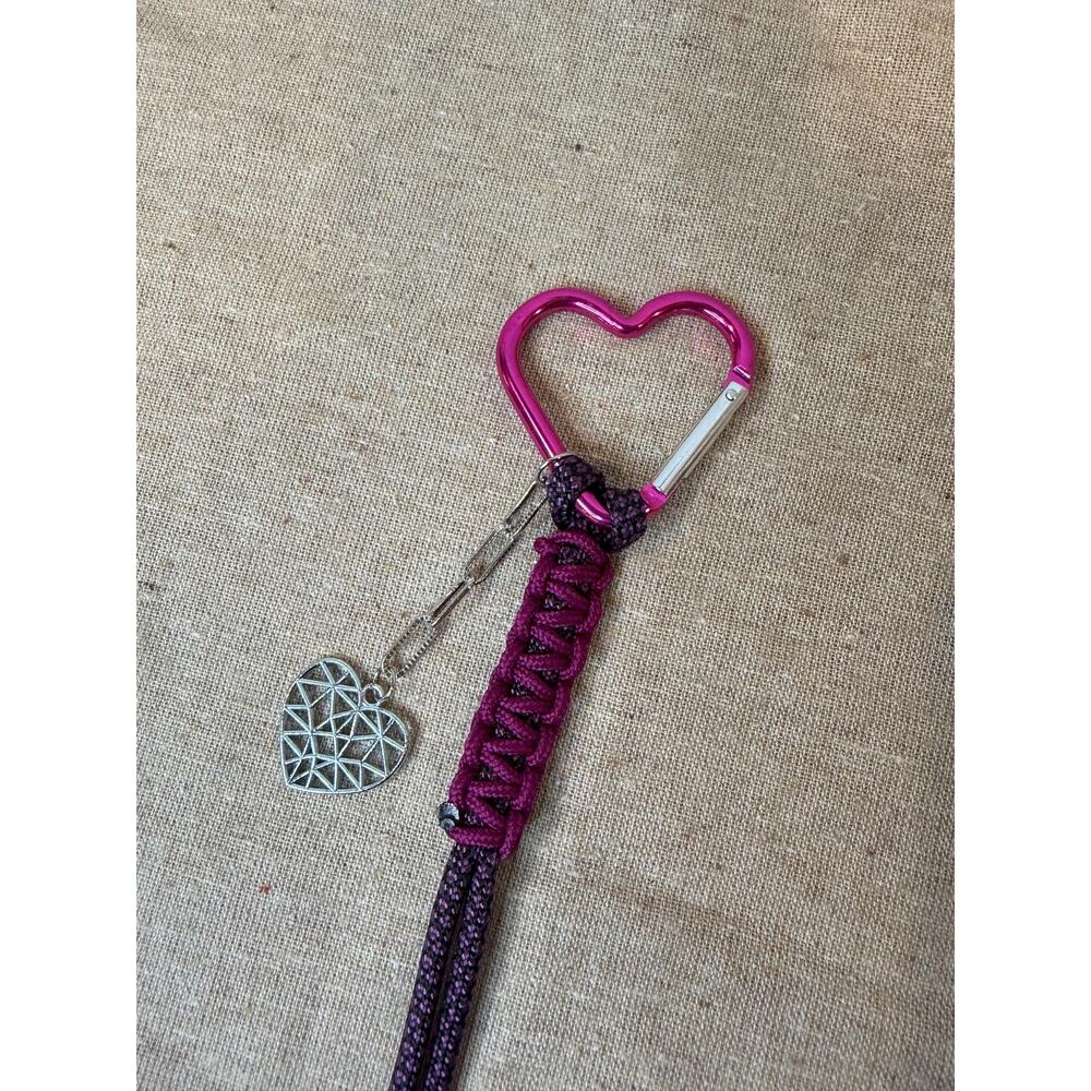 Fushia Heart Paracord Keychain - Picture 2 of 4